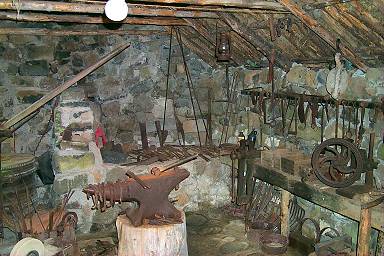 Picture of the inside of the smithy at the Skye Museum of Island Life