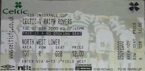 Picture of a ticket for a football match Celtic vs Raith Rovers