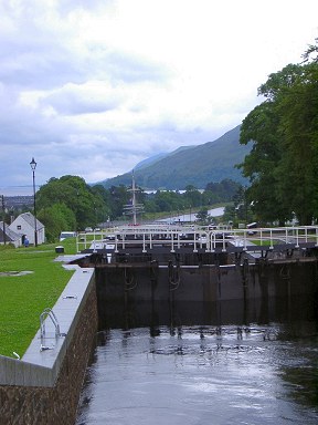 Picture of a flight of locks, know as Neptune's staircase