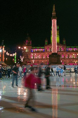 Picture of the ice rink on George Square in the evening