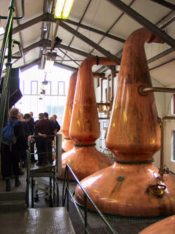 Picture of the stills at the Isle of Jura distillery