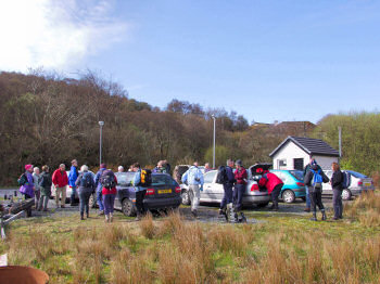 Picture of walkers gathering in Craighouse