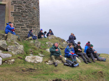 Picture of walkers having lunch at the monument