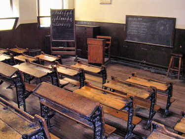 Picture of one the classrooms with period furniture