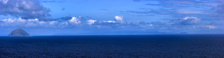 Picture of Ailsa Craig with Arran in the background