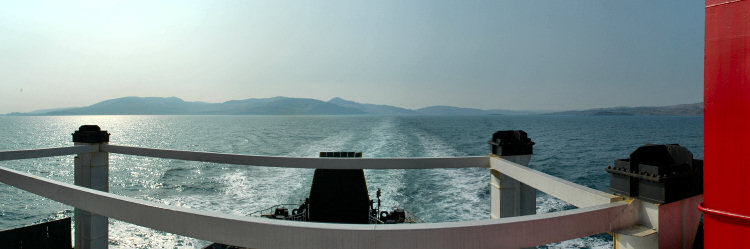 Picture of a view over Islay, the Sound of Islay and Jura from the ferry