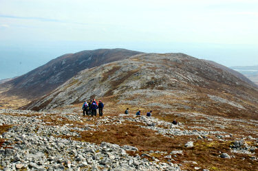 Picture of walkers leaving the summit of Beinn Bheigier