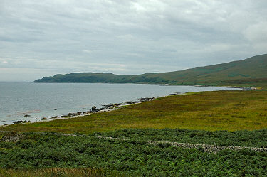 Picture of a view over a bay with a building on the shore