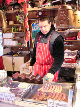 Picture of Olaf working at the sausage booth