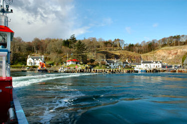 Picture of a small harbour seen from the ferry