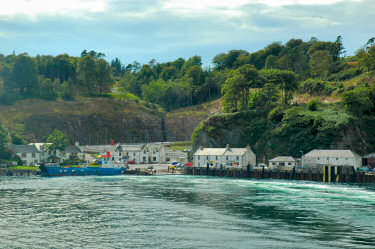 Picture of a small village and ferry terminal (Port Askaig, Islay)