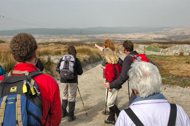 Picture of a group of walkers with one pointing out a direction