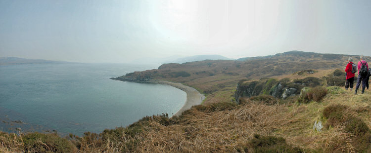 Picture of a hazy view over a sound between two islands (the Sound of Islay between Islay and Jura)