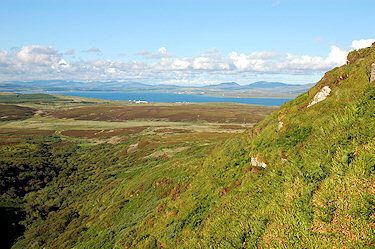 Picture of a hill flank with a sea loch in the distance