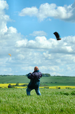 Picture of a man flying a kite