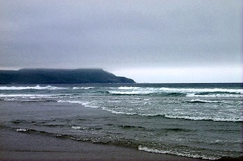 A view over Machir Bay with waves coming in