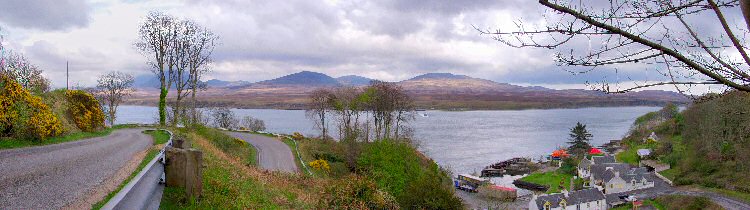 Panoramic view over Port Askaig and the Sound of Islay to Jura