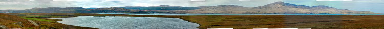 Picture of a panoramic view over a sound between two islands, Islay and Jura